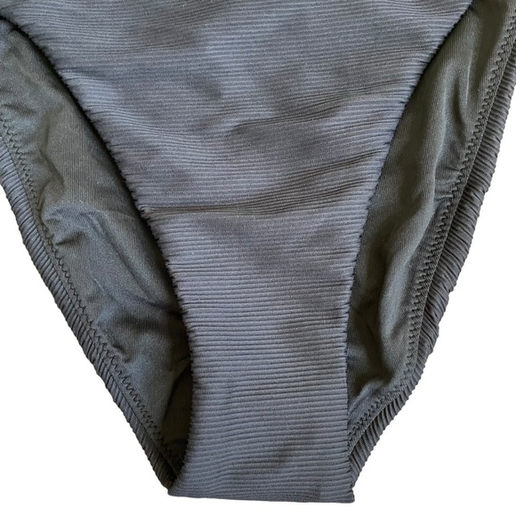 NWT J. Crew Ribbed High Rise Cheeky Bikini Bottom Black Retro 80s Style Sz S - Picture 5 of 14